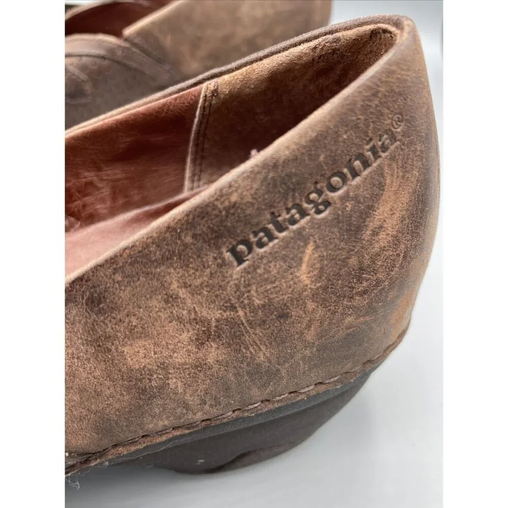 Patagonia Brown Leather Cattail Clog Mary‎ Jane Shoes Womens 9 Casual Neutral